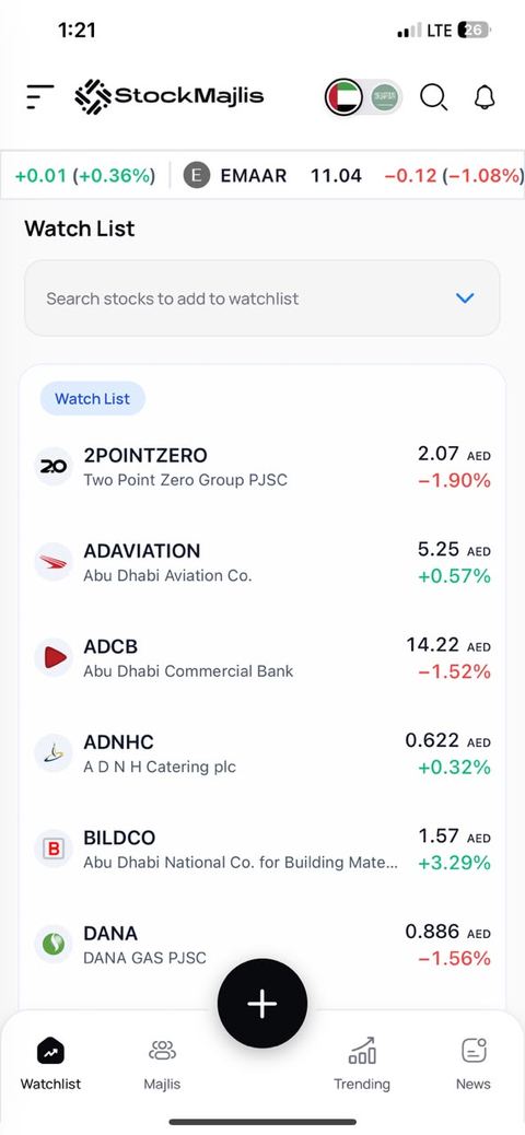 StockMajlis mobile app watchlist screenshot
