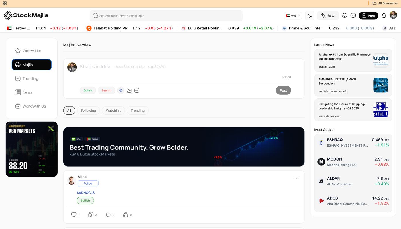 StockMajlis community feed interface